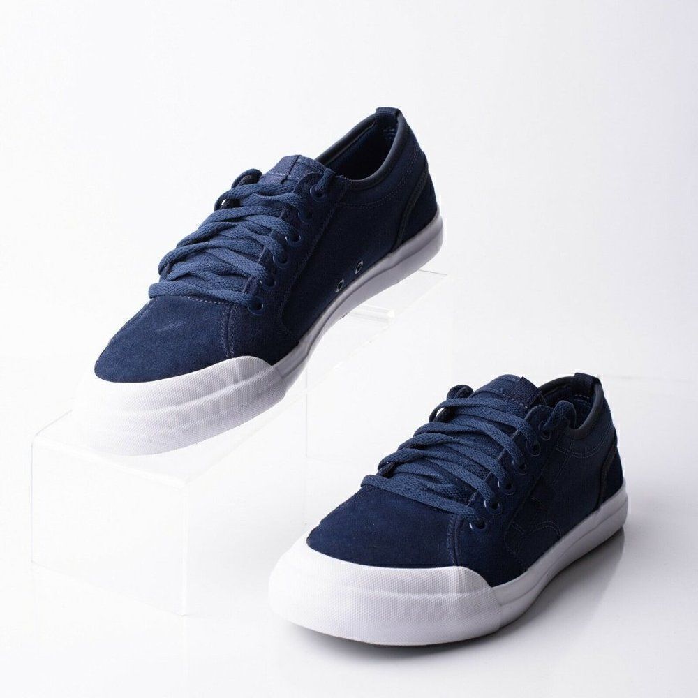 DC Youths Evan Boys Navy Blue Leather Skateboard Shoes Sneakers Sz 7 Eu 39 Youth